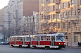 Tatra-T3SUCS #3096-3097 3-го маршрута на улице Полтавский Шлях на перекрестке с улицей Евгения Котляра