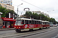 Tatra-T3SUCS #3096-3097 3-го маршрута на улице Полтавский Шлях возле перекрестка с улицей Тереховской