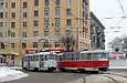 Tatra-T3SU #3098 6-го маршрута и Tatra-T3M #8102 5-го маршрута на перекрестке улицы Красноармейской и улицы Полтавский шлях
