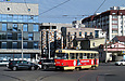 Tatra-T3SUCS #4001 5-го маршрута поворачивает с Московского проспекта на площадь Защитников Украины