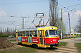 Tatra-T3SU #4002 8-го маршрута проезжает развязку на перекрестке проспекта Тракторостроителей и Салтовского шоссе