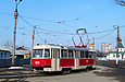 Tatra-T3SU #4010 27-го маршрута на улице Москалевской отправляется от конечной станции "Новожаново"