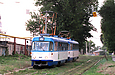 Tatra-T3A #4045-4046 6-го маршрута в Салтовском переулке перед выездом на Салтовское шоссе