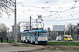 Tatra-T3A #4045-4046 3-го маршрута на улице Залютинской прибывает на конечную "Залютино"