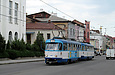Tatra-T3A #4045-4046 3-го маршрута на улице Полтавский шлях между улицами Дмитриевской и Малиновского