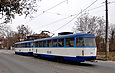 Tatra-T3A #4045-4046 3-го маршрута на улице Грековской в районе Галушкинской улицы