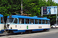Tatra-T3A #4045-4046 3-го маршрута на улице Москалёвской заезжает на Основянский мост