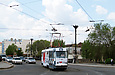 Tatra-T3A #4055 6-го маршрута поворачивает с улицы Полтавский шлях на Пролетарскую площадь