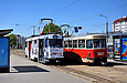 Tatra-T3A #4055 и Tatra-T3SU #3037 6-го маршрута на Московском проспекте на остановке "Универмаг "Харьков"