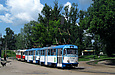 Tatra-T3A #5117-5118 3-го маршрута отправляется от конечной станции "Новожаново"