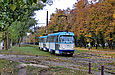 Tatra-T3A #5119-5120 23-го маршрута на Салтовском шоссе подъезжает к конечной станции "602 микрорайон"