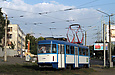 Tatra-T3A #5145 6-го маршрута поворачивает из Салтовского переулка на Салтовское шоссе