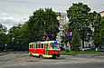 Tatra-T3 #6938 5-го маршрута поворачивает с улицы Кошкина на улицу Плехановскую