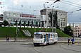 Tatra-T3 #6938 5-го маршрута поворачивает с Пролетарской площади на улицу Полтавский шлях