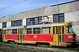 Tatra-T3SU #7001 в открытом парке Октябрьского трамвайного депо