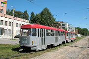 Tatra-T3SU #7000-7001 6-го маршрута на Салтовском шоссе возле поворота в Салтовский переулок