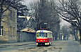 Tatra-T3SU #7011 5-го маршрута на улице 1-й Конной Армии перед поворотом на улицу Октябрьской Революции