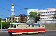 Tatra-T3SUCS #7038 5-го маршрута движется с Пролетарской площади на улицу Полтавский шлях