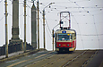 Tatra-T3SUCS #7038 5-го маршрута на Плехановской улице спускается с Балашовского путепровода