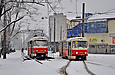 Tatra-T3SUCS #7099 и #7196 8-го маршрута на конечной станции "602-й микрорайон"