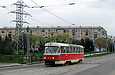 Tatra-T3SUCS #7099 8-го маршрута на улице Академика Павлова следует по Конюшенному мосту