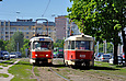 Tatra-T3SUCS #7099 8-го маршрута и Tatra-T3SU #4001 27-го маршрута на Московском проспекте в районе площади Восстания