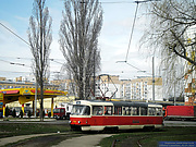 Tatra-T3SUCS #7191 20-го маршрута разворачивается на конечной "Проспект Победы"