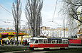 Tatra-T3SUCS #7191 20-го маршрута разворачивается на конечной "Проспект Победы"