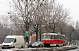 Tatra-T3SUCS #7196 8-го маршрута на улице Морозова пересекает улицу Ковтуна