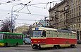 Tatra-T3M #8039 5-го маршрута выезжает с площади Конституции на площадь Розы Люксембург