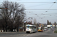 Tatra-T3M #8040 8-го маршрута и КТМ-19КТ #3108 6-го маршрута на улице Академика Павлова перед поворотом на Московский проспект