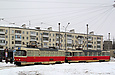 Tatra-T3M #8046 5-го маршрута и Tatra-T3SU #7016 8-го маршрута на конечной станции "Проспект Гагарина"