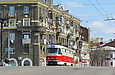 Tatra-T3M #8073 5-го маршрута на Московском проспекте двигается по Харьковскому мосту