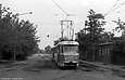 Tatra-T3SU #225-226 27-го маршрута на улице Кривомазова подъезжает к конечной "Новоселовка"