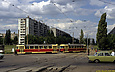 Tatra-T3SU #263-264 27-го маршрута поворачивает с улицы Героев Труда на проспект Тракторостроителей