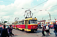 Tatra-T3SU #277-278 2-го маршрута на улице Пискуновской возле станции метро "Центральный рынок"