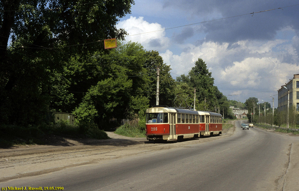 Tatra-T3SU #295-296 15-го маршрута на улице Шевченко