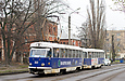 Tatra-T3SU #3021-3022 3-го маршрута на улице Конева между остановками "Косметологическая поликлиника" и "Школа искусств им. Леонтовича"