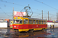 Tatra-T3SU #302 12-го маршрута на пересечении Пискуновкого переулка, Пискуновской улицы и Лосевского переулка
