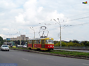Tatra-T3SU #302 12-го маршрута во 2-м Панасовском проезде следует по Новоивановскому мосту