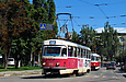Tatra-T3SU #302 12-го маршрута поворачивает из Лосевского переулка на улицу Большую Панасовскую