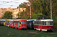 Tatra-T3SU #302 и Tatra-T3M #425 в открытом парке Октябрьского трамвайного депо