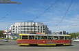 Tatra-T3SU #303 2-го маршрута поворачивает с Нового моста на улицу Котлова