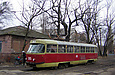 Tatra-T3SU #305 2-го маршрута на улице Октябрьской революции возле выезда из Октябрьского трамвайного депо
