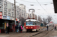 Tatra-T3SU #309 27-го маршрута на улице Академика Павлова возле станции метро "Студенческая"