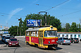 Tatra-T3SU #310 12-го маршрута выезжает в Пискуновский переулок с Рогатинского моста
