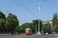Tatra-T3SU #310 12-го маршрута на проспекте Правды спускается к проспекту Ленина