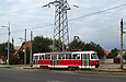 Tatra-T3SUCS #310 28-го маршрута на улице Шевченко на перекрестке с улицей Кольцовской