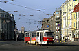 Tatra-T3SUCS #310 7-го маршрута поворачивает с улицы Котляра на улицу Полтавский шлях