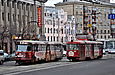 Tatra-T3SU #312 и #3094 6-го маршрута на площади Розы Люксембург